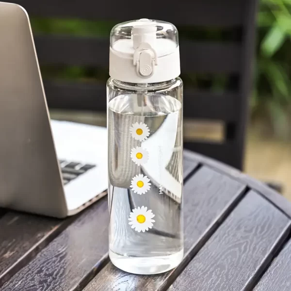 Floral Clear Water Bottle – Stylish, Leakproof, BPA-Free Hydration Companion